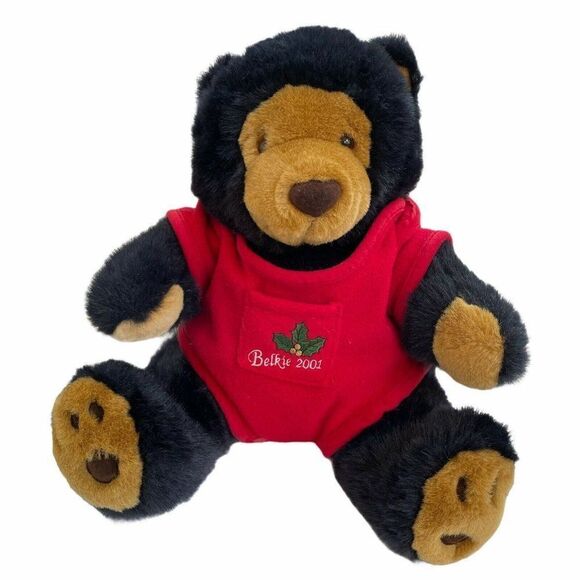Vintage Christmas 2001 Black Belkie Bear in Red Onesie - Picture 1 of 7